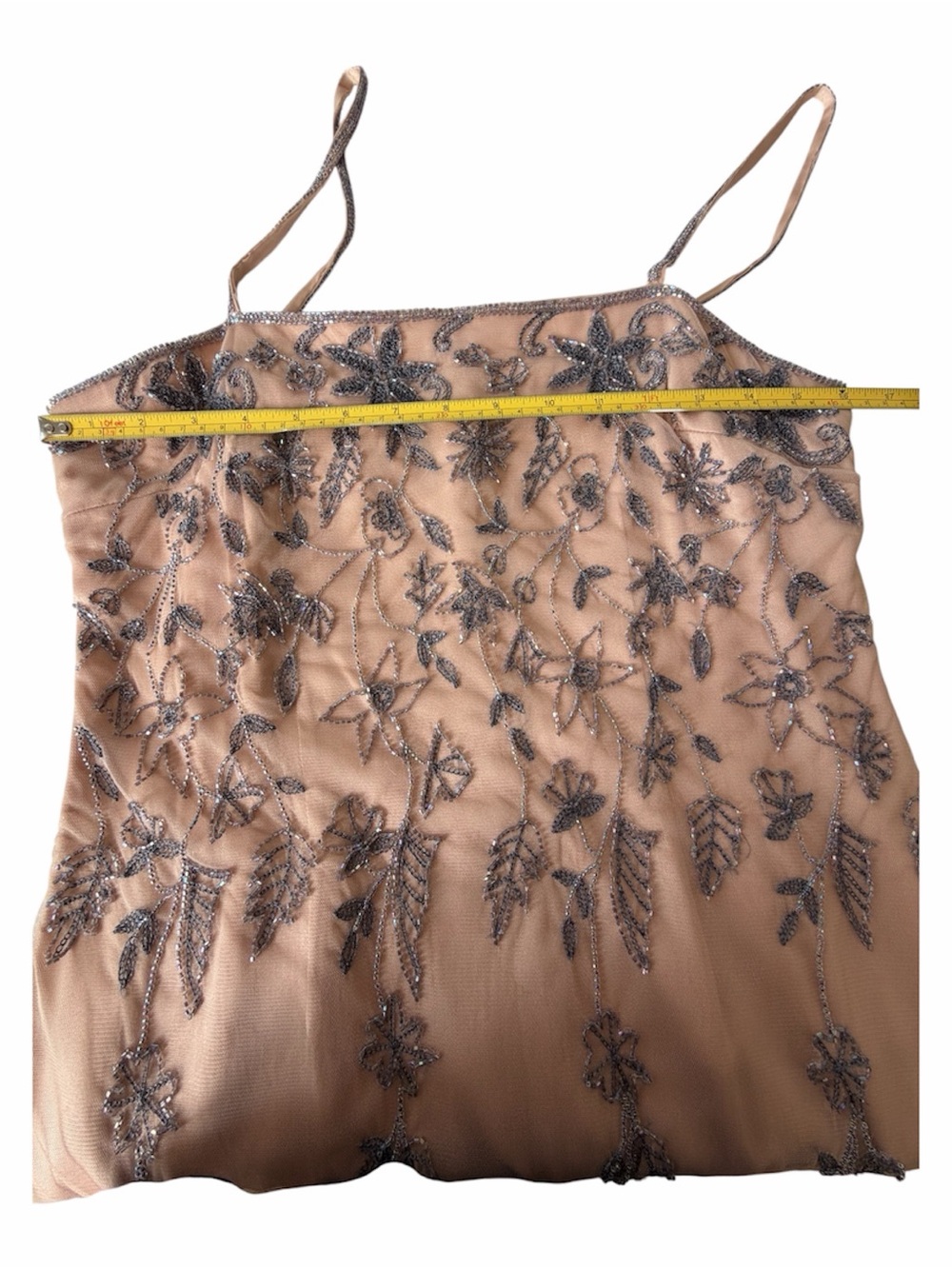 Vintage Rickie Freeman for Teri Jon Blush Pink Beaded Maxi Dress Size 8 - Picture 6 of 7